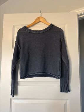 American Eagle Women's Crewneck Sweater Charcoal Gray Size XS 100% Cotton